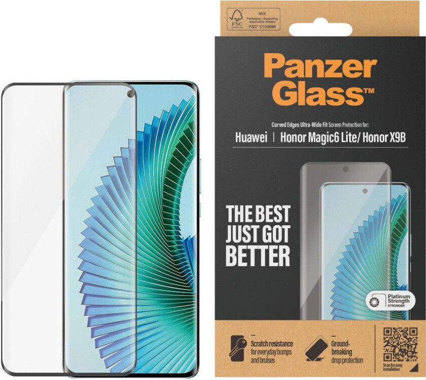 Honor Magic 6 Lite / Honor X9B - PanzerGlass Ultra-Wide Fit Skjermbeskyttelsesglass - Gjennomsiktig