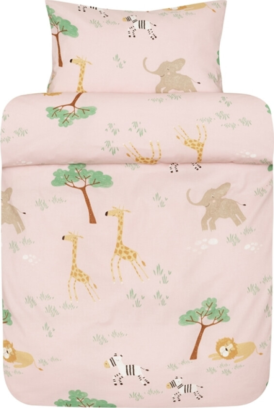 Sengetøy til junior 100x140 cm – Kalle rosa – 100 % økologisk bomull – Høie of Scandinavia junior sengesett