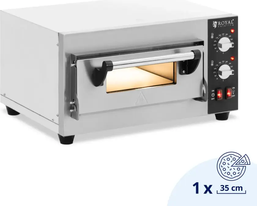 Elektrisk pizzaovn - 1 x 35 cm - 1 kammer - 2000 W - ildleire murstein - Royal Catering