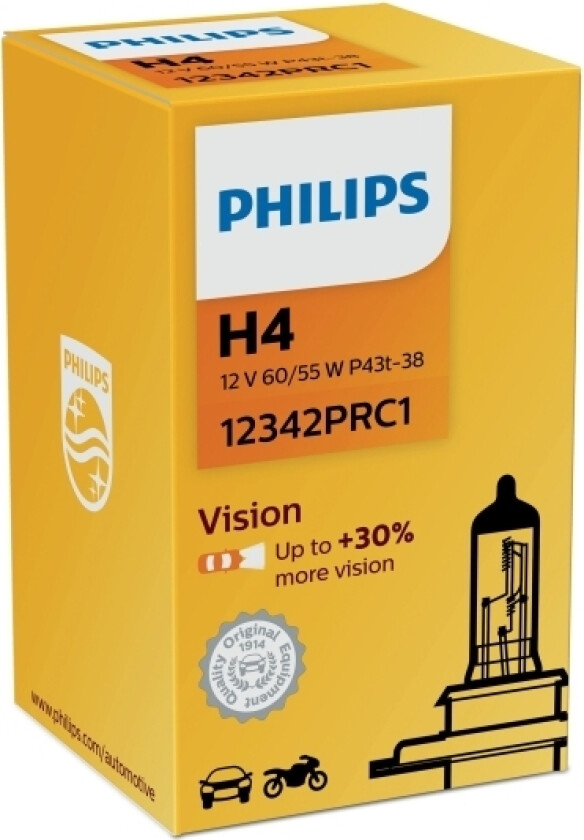 Vision 12342Prc1 Pære Til Frontlys, 60 W, 12 V, H4, 3200 K, 1 Stykker