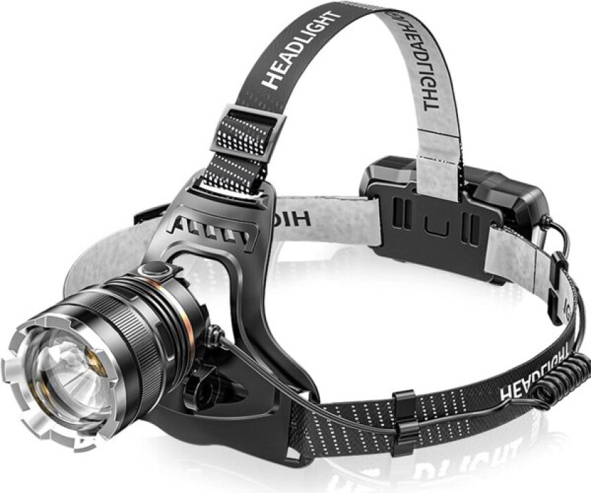 Hodelykt Oppladbar, Super Lys 50000LM, med Rødt Advarselslys Bevegelsessensor, Vanntett Justerbar for Camping Løping Fiske Utendørs