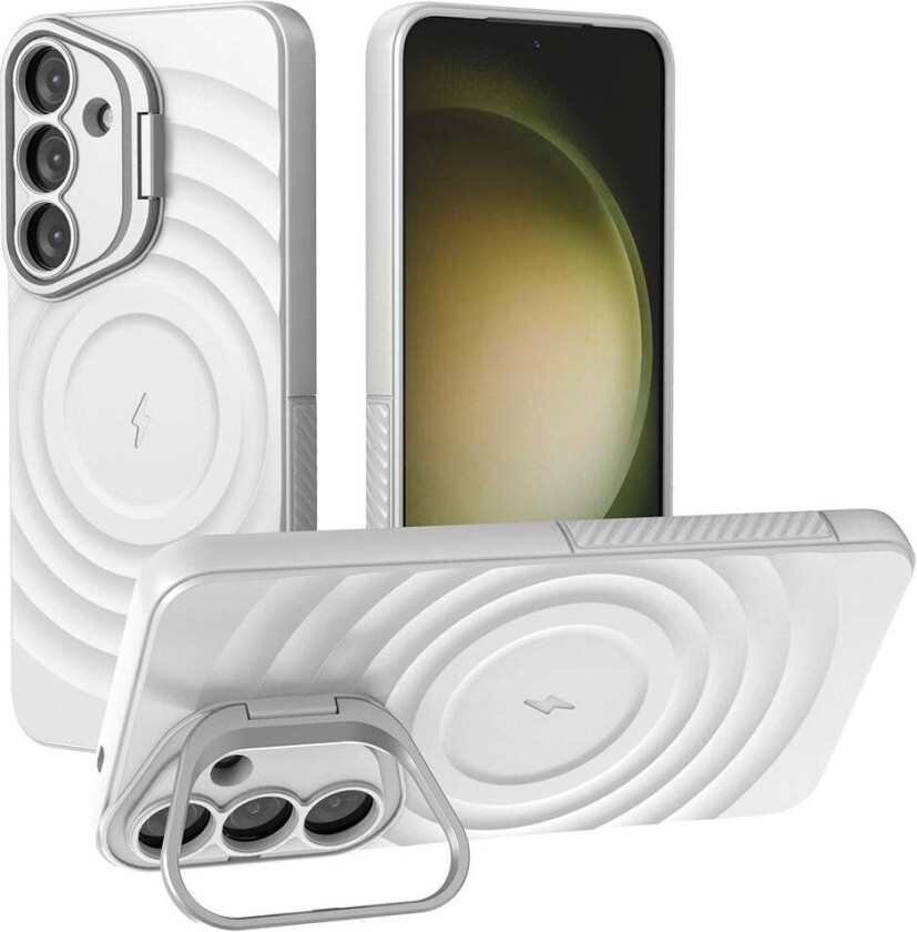 Samsung Galaxy S25+ (Plus) Fleksibelt Plast Deksel m. Tekstur & Kickstand - Hvit