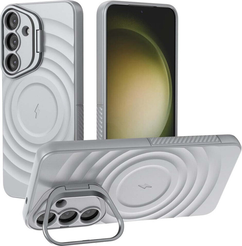 Samsung Galaxy S25+ (Plus) Fleksibelt Plast Deksel m. Tekstur & Kickstand - Grå