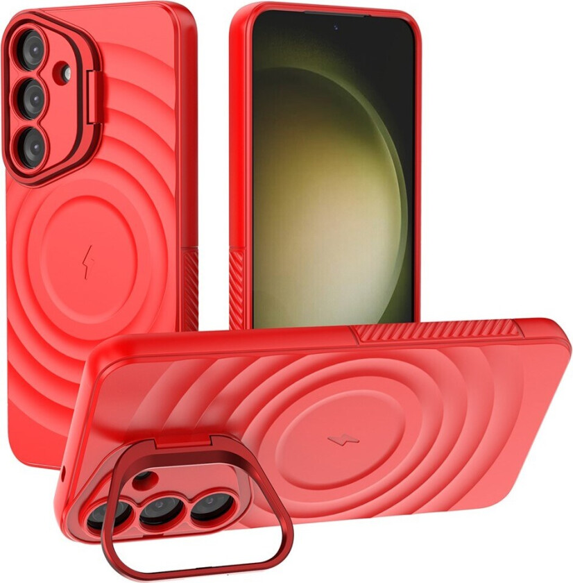 Samsung Galaxy S25+ (Plus) Fleksibelt Plast Deksel m. Tekstur & Kickstand - Rød