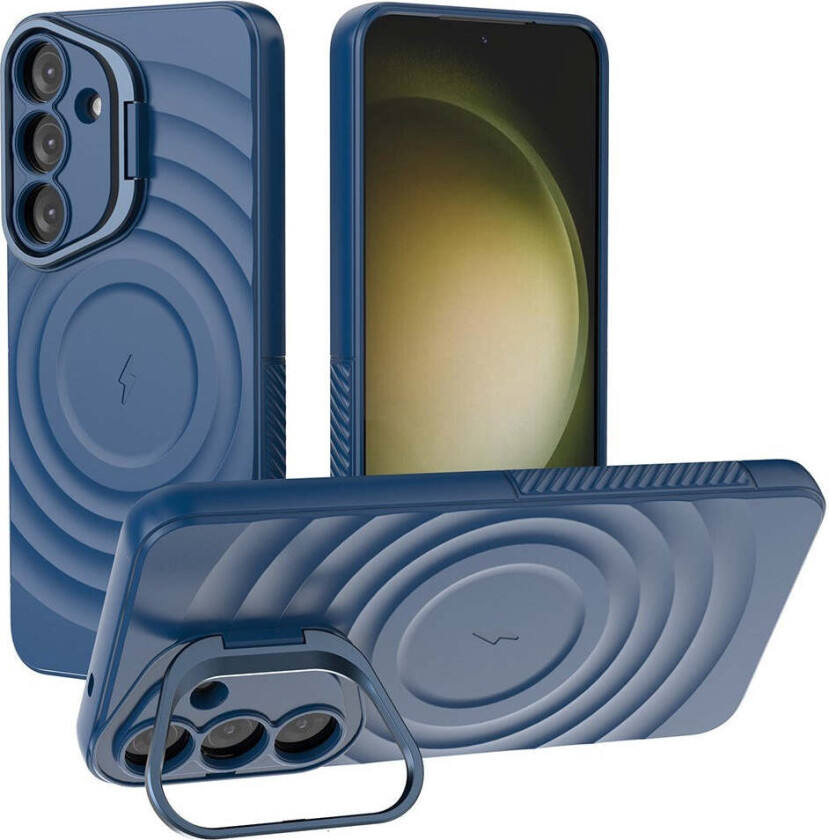 Samsung Galaxy S25+ (Plus) Fleksibelt Plast Deksel m. Tekstur & Kickstand - Blå