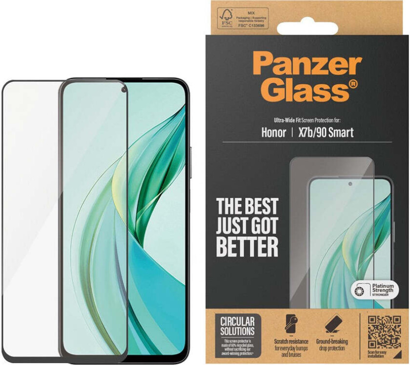 Honor X7b / 90 Smart - PanzerGlass Ultra-Wide Fit Skjermbeskyttelsesglass - Gjennomsiktig