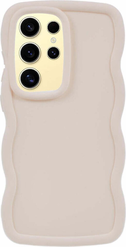 Samsung Galaxy S25 Ultra Fleksibelt Plastdeksel med Bølget Design - Beige