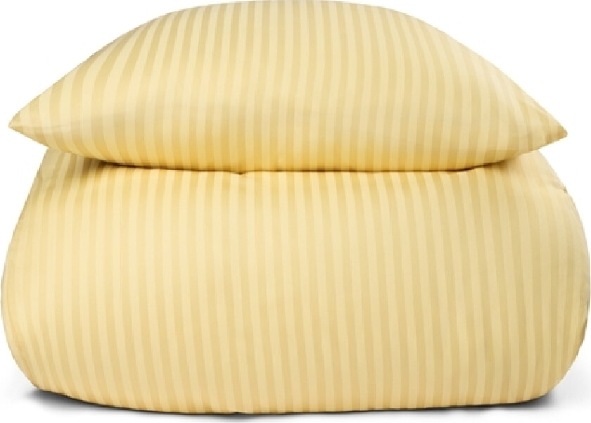 Dobbelt sengetøy i 100 % bomullssateng - 200x220 cm - Lysegult ensfarget sengesett - Borg Living sengesett