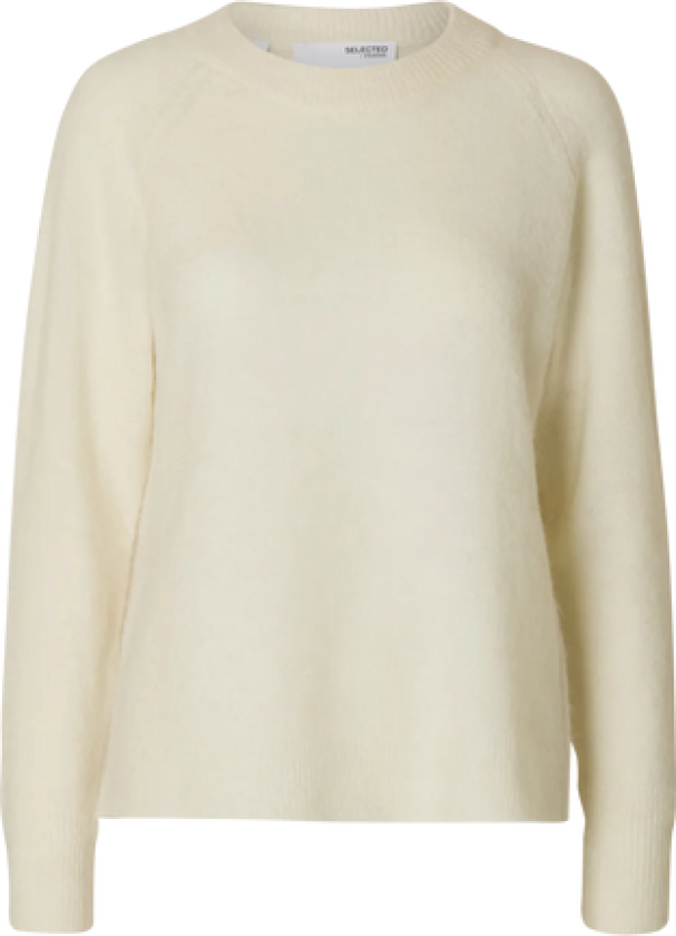 Lulu Ls Knit O-Neck B Noos - Snow White Melange XS