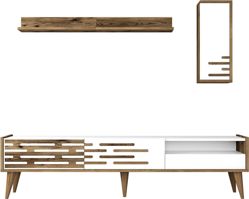 Valensiya TV-benk 180 cm - Valnøtt/Hvit