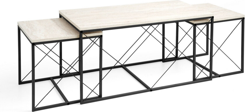 Defneia Sofabord 100 cm - Svart/Marmor