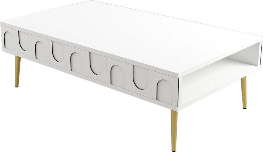 Hazim Sofabord 105 cm - Hvit/Gull