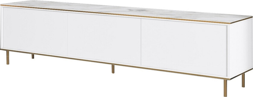 Imaj TV-benk 180 cm - Hvit marmor/Gull
