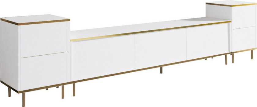 Imaj TV-benk 180 cm - Hvit/Gull