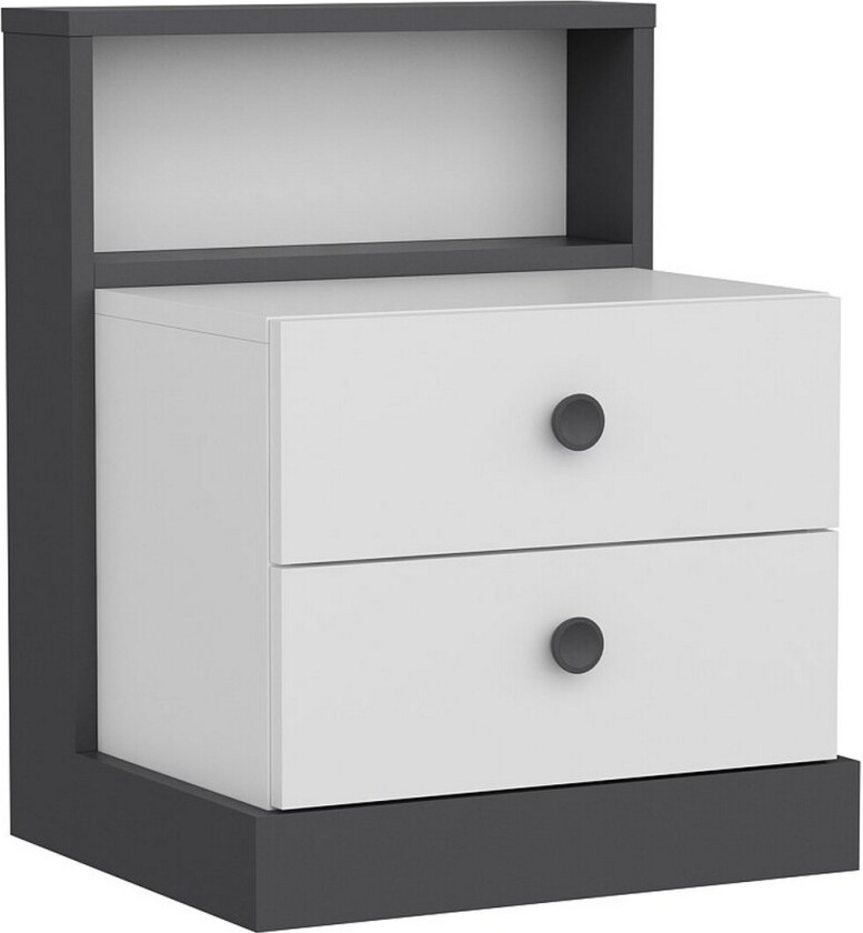 Berdez Nattbord 62x42 cm Antrasitt/Hvit - Hanah Home