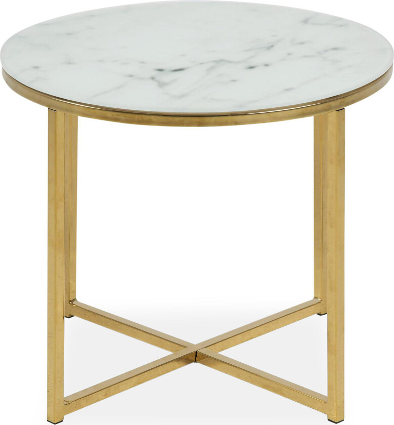 Epiffer Sofabord 50 cm Rundt Marmormønster - Hvit/Grå/Messing