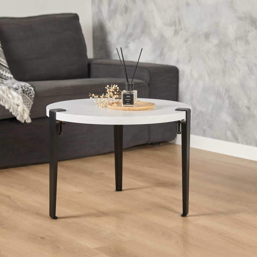 Fregoia Sofabord 60 cm Hvit/Svart - Hanah Home