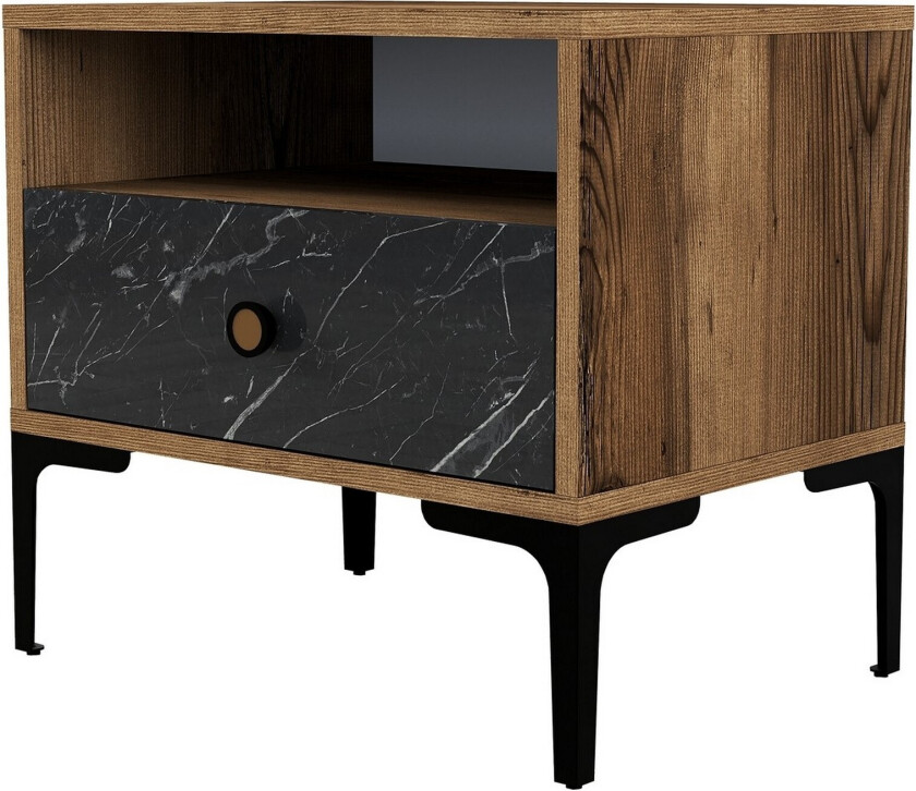 Ameias Nattbord 56x40 cm Brun/Svart - Hanah Home