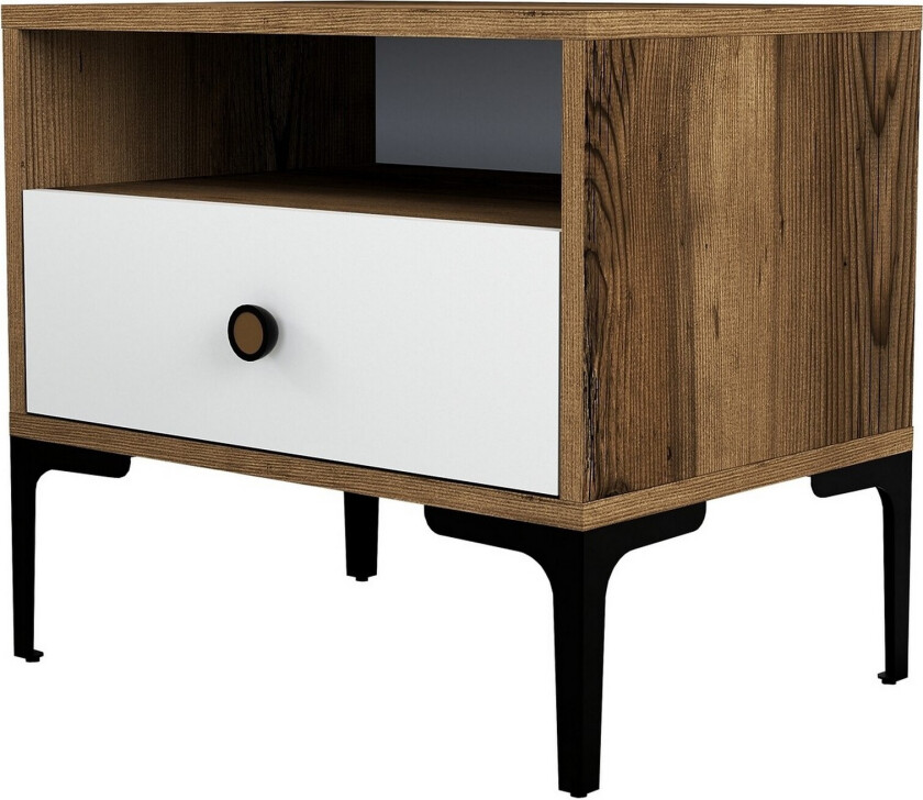 Ameias Nattbord 56x40 cm Brun/Hvit - Hanah Home