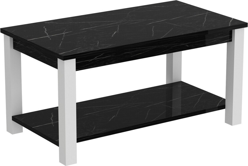 Viapista Sofabord 90x50 cm Svart/Hvit - Hanah Home
