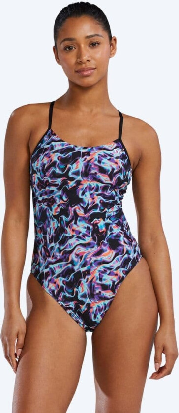 badedrakt til damer - Durafast Energia Cutoutfit - Blå/oransje