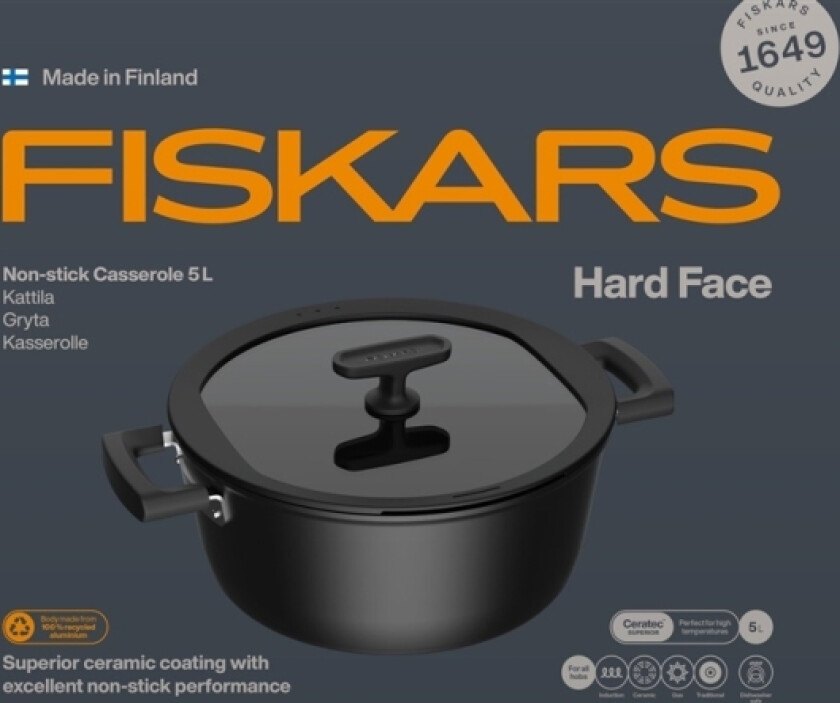 Casserole Hard Face 5L With Lid