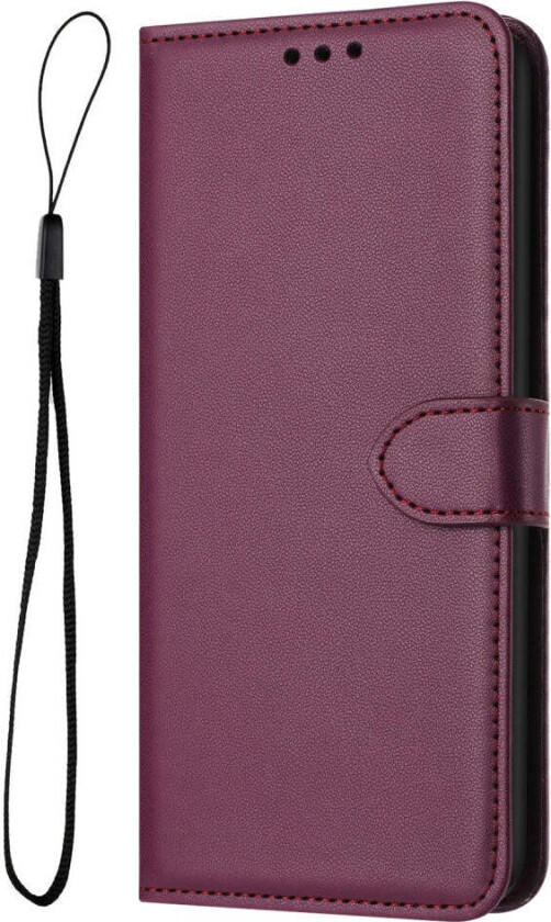 Samsung Galaxy S25 Ultra Kunst Skinn Flip Deksel med Avtakbar Stropp - Rød