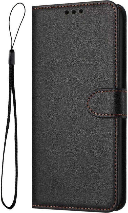 Samsung Galaxy S25 Ultra Kunst Skinn Flip Deksel med Avtakbar Stropp - Svart