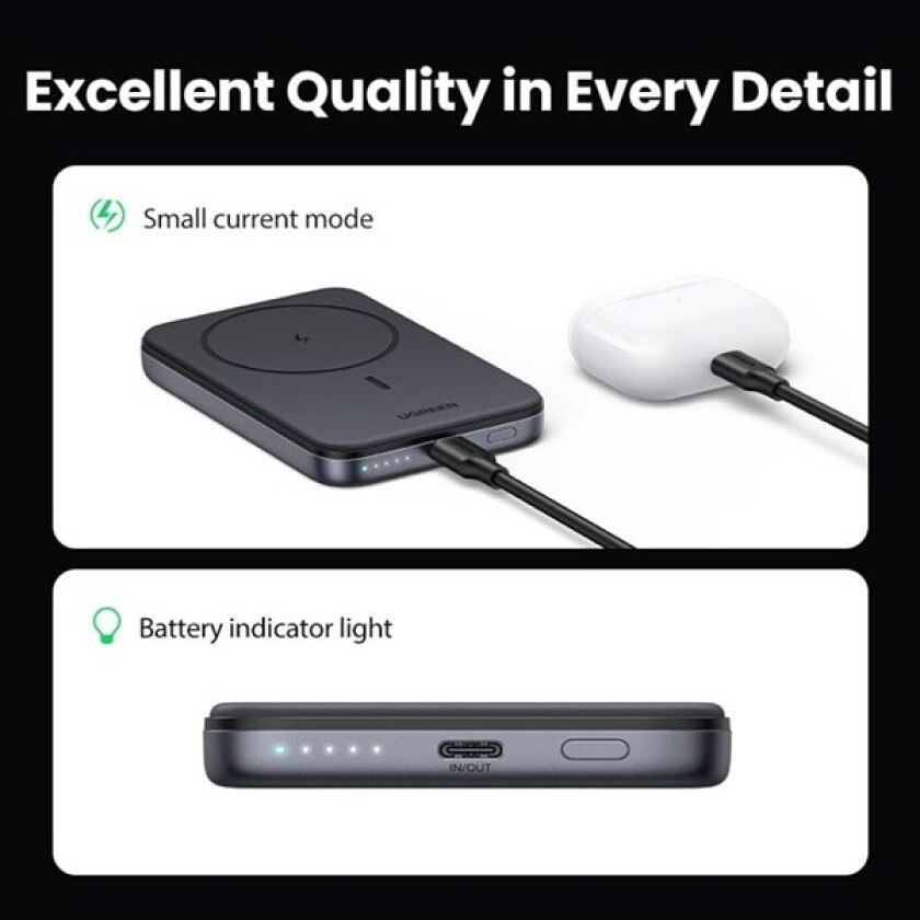 10000mah Magnetic Wireless Power Bank Space Grey Nødlader