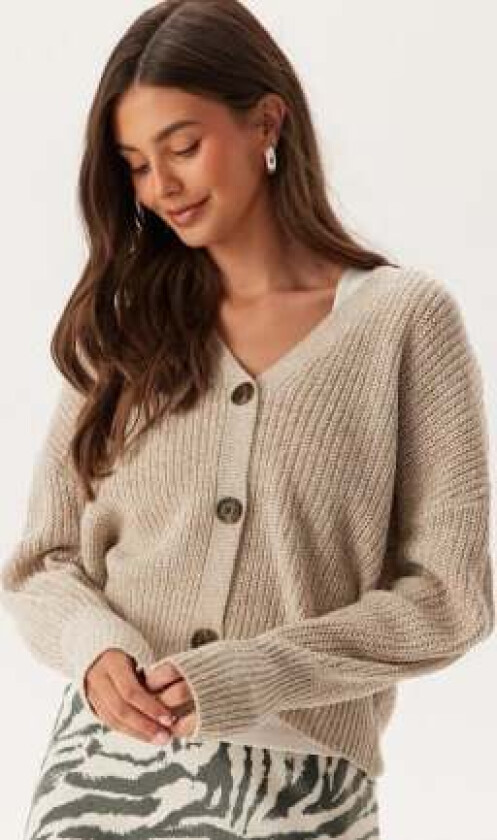 Lea LS V-Neck Cuff Cardigan Moon Rock Detail:SILVER LINING L