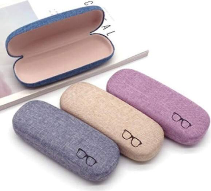 3-pakks Hard Shell Brilleetui Beskytter Lin Stoff Stor