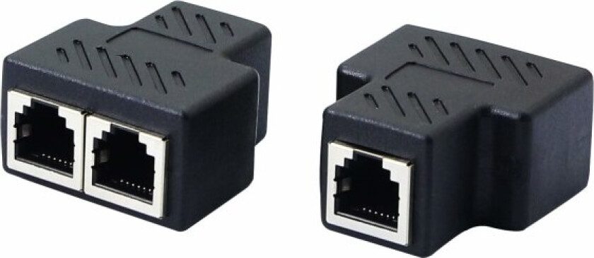 RJ11 hunn til 2 hunn 6P6C telefonkontakt splitter Inline kobling Telefonforlengningsadapter for fast telefon/faks (1 til 2) 2 stk