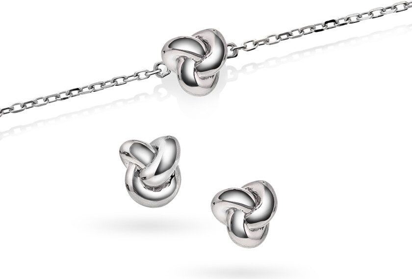 Knute øredobber og armbånd i 925 sølv