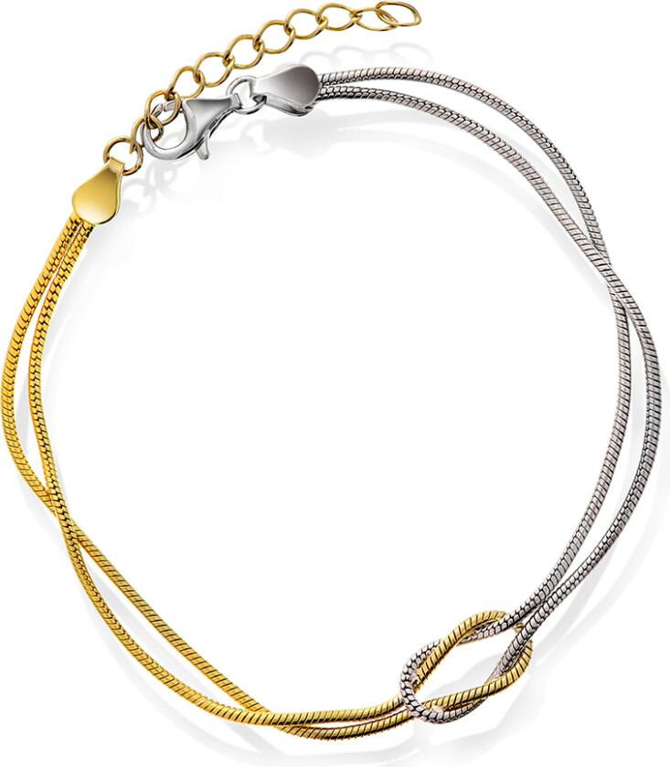 Armbånd i 925 forgylt og rhodinert sølv med evighetstegn