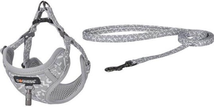 walking set leash+harness for dog (light gray)