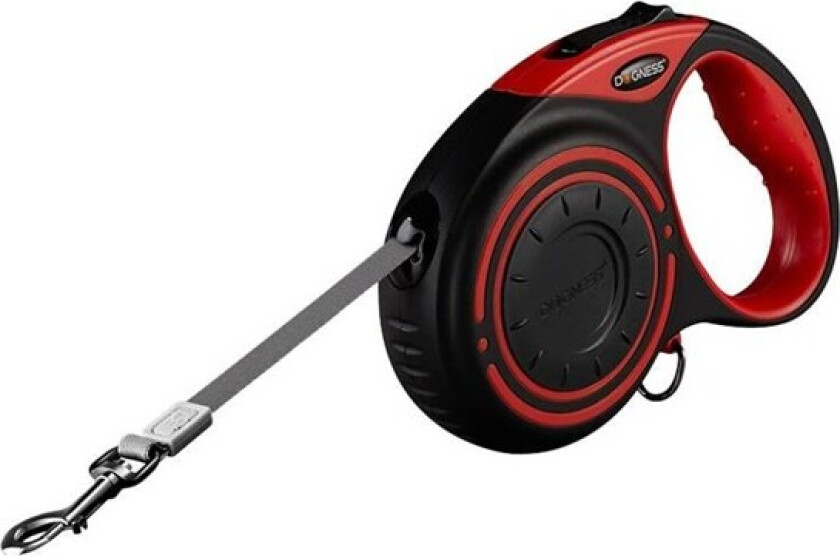 automatic leash with flashlight and bag container (red)