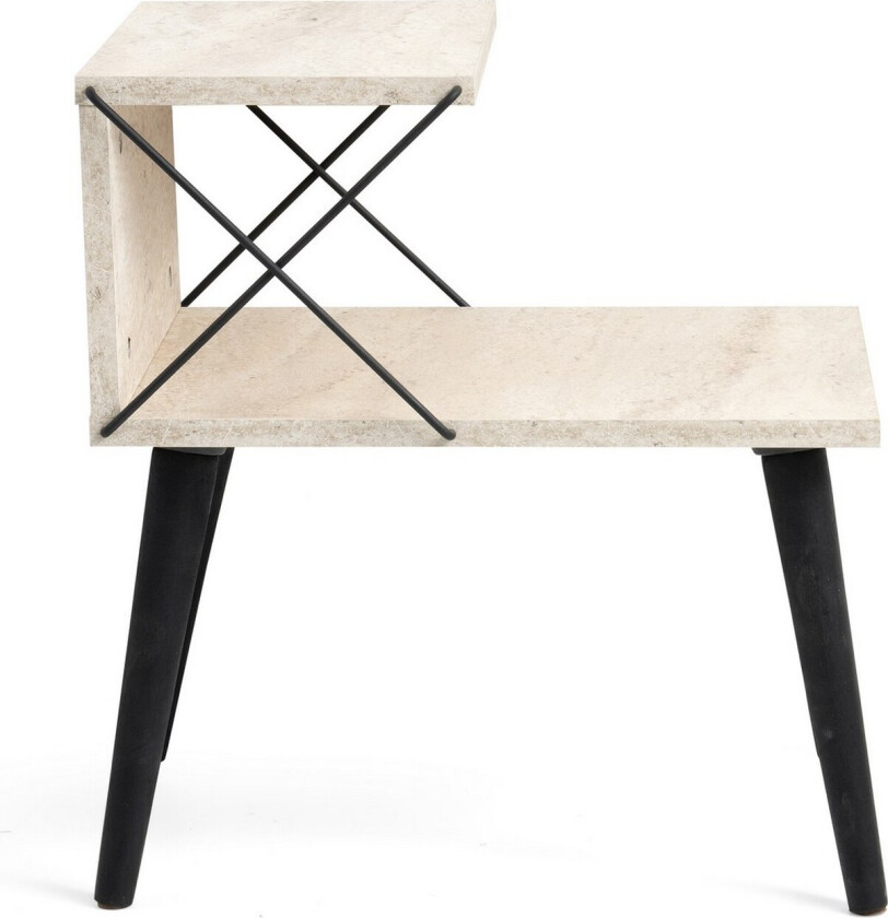 Bilde av Kaysie Nattbord 50 cm - Svart/Marmor