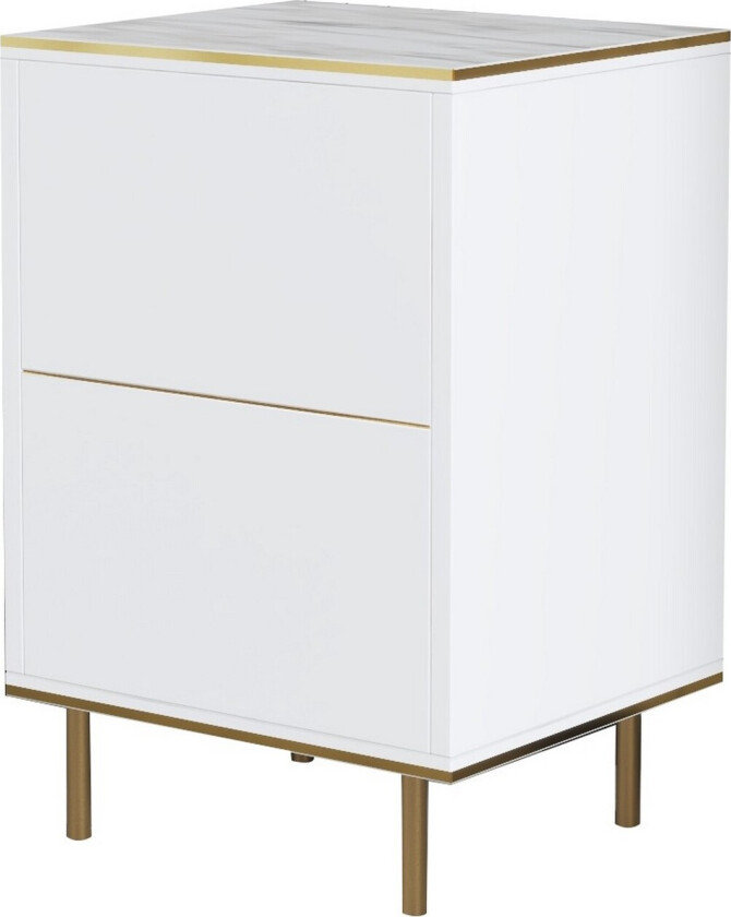 Imaj Nattbord 40 cm - Hvit marmor/Gull