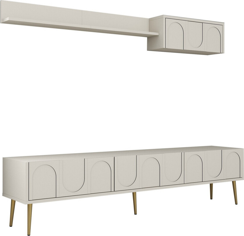 Hazim TV-benk 180 cm - Krem/Gull