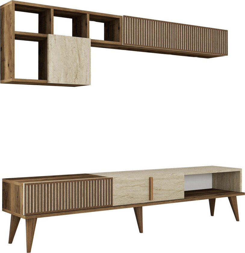 Lissione Tv-benk 180 cm - Valnøtt/Beige