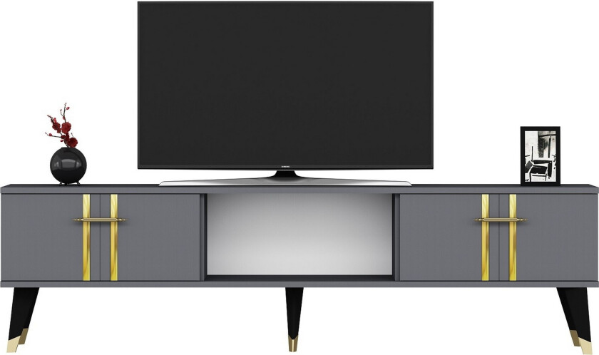 Harsum TV-benk 150 cm - Antrasitt/Gull