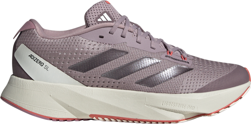 Women's Adizero SL 43 1/3, Preloved Fig/Aurora Metallic/Chalk White