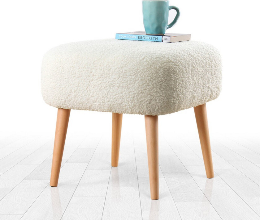 Anaro Sittepuff 45 cm Rektangulær - Hvit