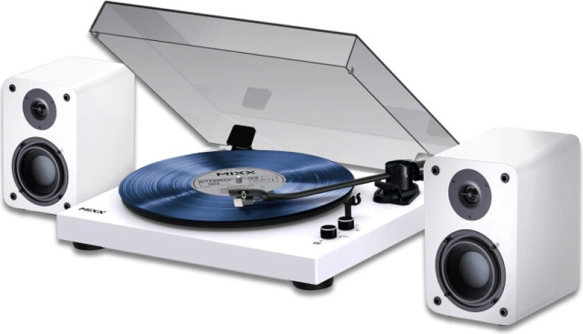 Platespiller Vinyl Inkl. Høyttalere System 5 Stereo Hvit