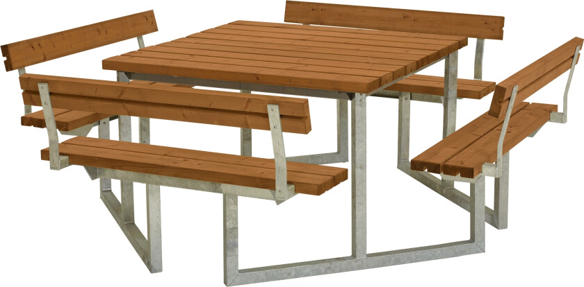 Bilde av PLUS Twist Benkesett med 4 Ryggstøtter 227 cm Grunnmalt Teak