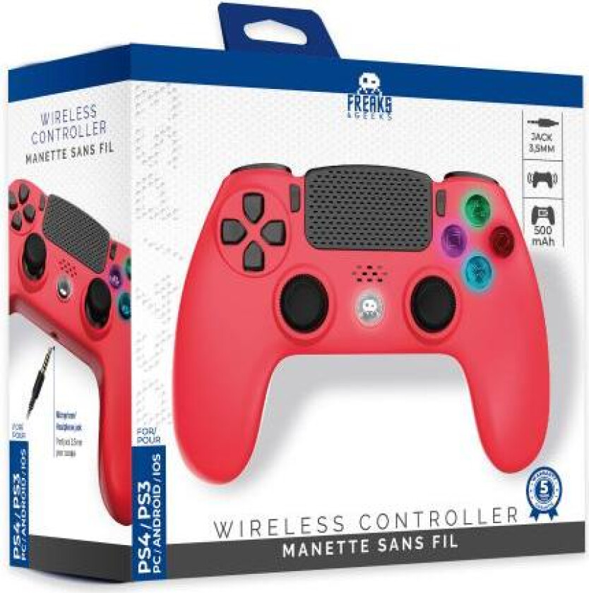 Wireless Controller for PS4 with 3,5mm jack slot - LED - Red