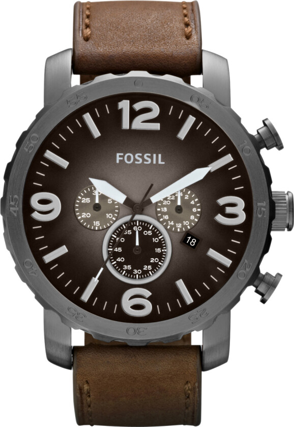 Nate JR1424 - Kvarts - Gunmetal - Herreklokker - Skinn - Mineral
