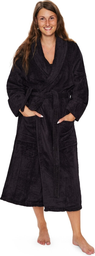 Morgenkåpe - Str. 12-14 år - 100 % bomull - barnebadekåpe - Svart - nordstrand home