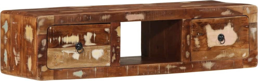 Veggmontert TV-benk 100x32x25 cm gjenvunnet heltre