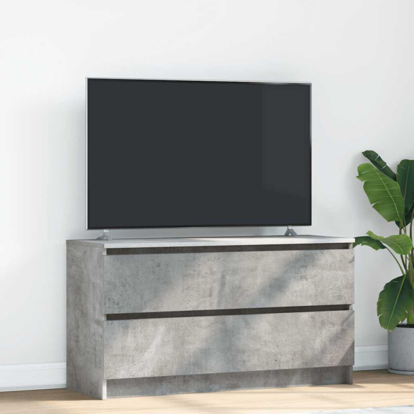 TV-benk betonggrå 100x35x54 cm konstruert tre